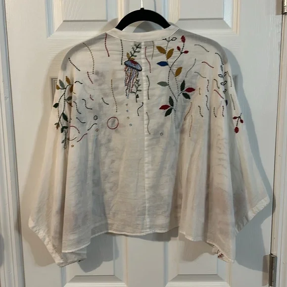 ZARA Embroidered White Kimono with Colorful Sea Life Design - Picture 9 of 14